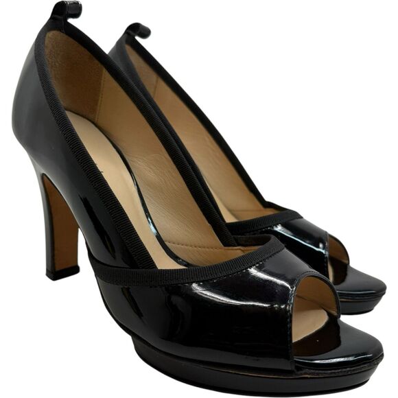 Repetto Black Patent Peep Toe Heels Size 38 - Picture 1 of 13